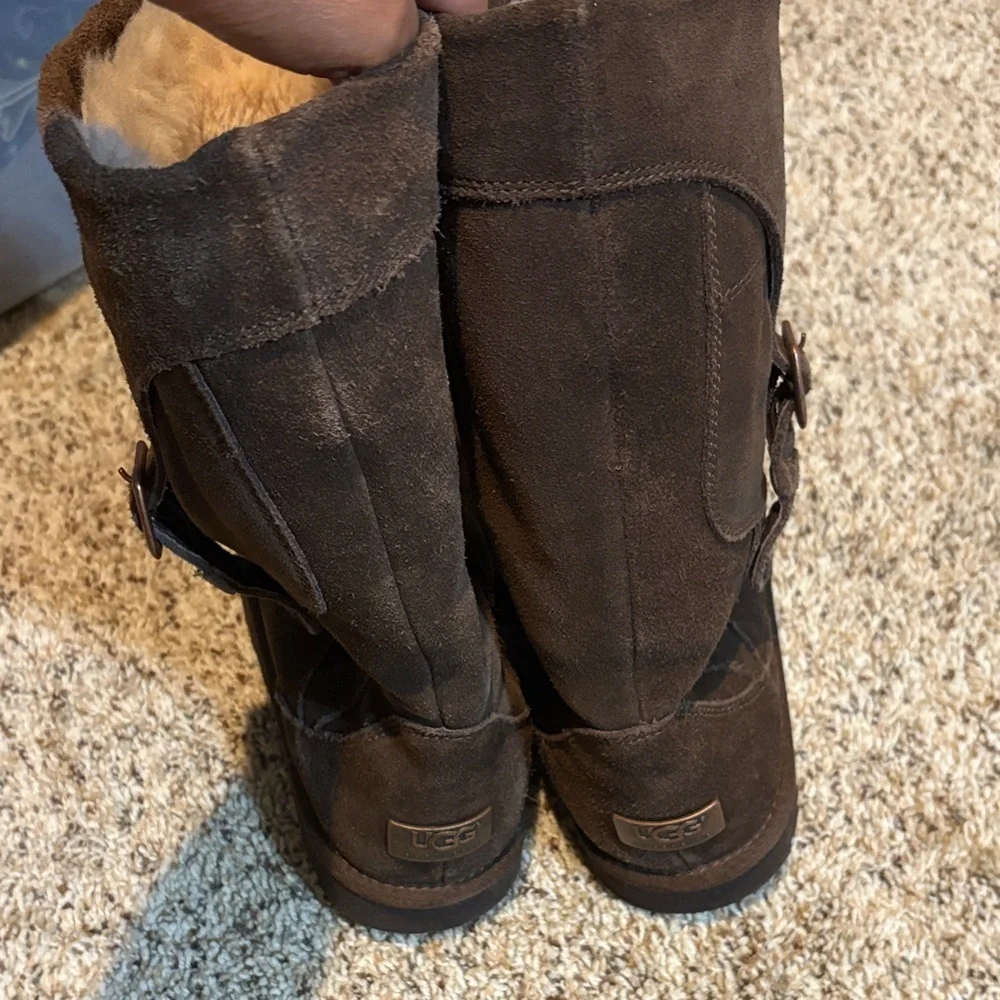 UGG Chocolate Suede Boots with Fur Lining